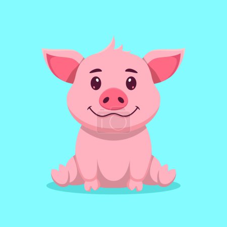 Téléchargez les illustrations : Mignon petit cochon personnage dessin animé vecteur - en licence libre de droit