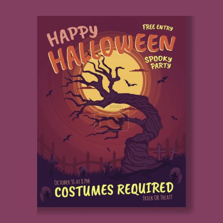 Illustration for Happy Halloween Spooky Party Poster Design - Royalty Free Image