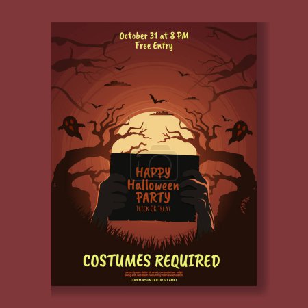 Illustration for Happy Halloween Party Poster Design - Royalty Free Image