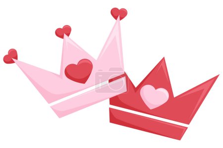 Téléchargez les illustrations : Couronne d'amour mignon autocollant Saint-Valentin - en licence libre de droit