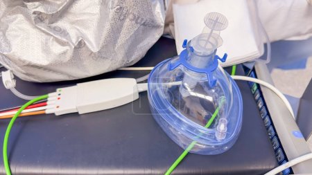 Hospital airway equipment symbolizes respiratory support, medical intervention, and patient care. It represents the tools used for anesthesia, endotracheal intubation, laryngoscopy, mask ventilation