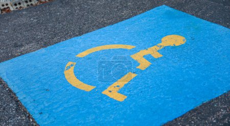 Photo for Yellow disabled parking sign - Royalty Free Image