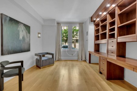 Téléchargez les photos : Intérieur d'un appartement moderne avec mobilier en bois, design rendu 3d - en image libre de droit