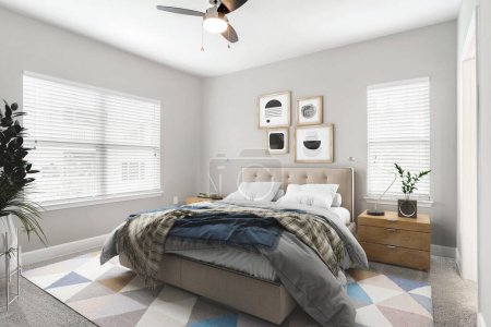 Foto de Interior de un dormitorio moderno. renderizado 3d - Imagen libre de derechos