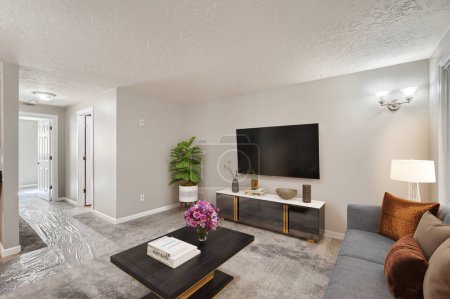 Foto de Representación 3D del interior de la sala de estar - Imagen libre de derechos