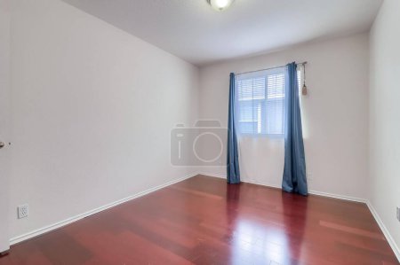 Photo for Interior design of an empty room with blue curtains on window. 3d rendering - Royalty Free Image