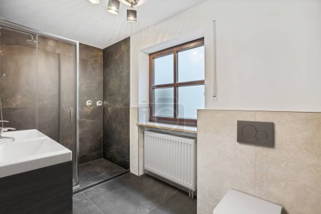 Téléchargez les photos : Belle salle de bain moderne de luxe. Rendu 3d. - en image libre de droit