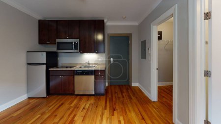 Photo for Beautiful new kitchen interior. 3d rendering - Royalty Free Image