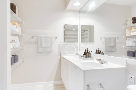 Photo for Interior of a modern bathroom with sink and white walls - Royalty Free Image