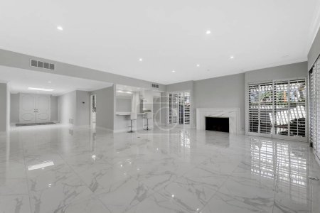 Photo for Modern and completely white unfurnished interior of luxury townhouse - Royalty Free Image