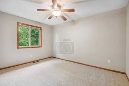 Photo for Empty room interior design with green landscape in window. 3d rendering - Royalty Free Image