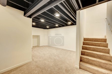 Photo for Empty corridor with white walls and stairs - Royalty Free Image
