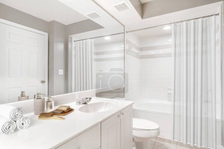 Photo for Interior of a modern bathroom with white walls - Royalty Free Image