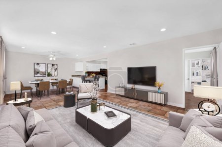 Foto de Modern living room interior with sofa, 3d rendering - Imagen libre de derechos