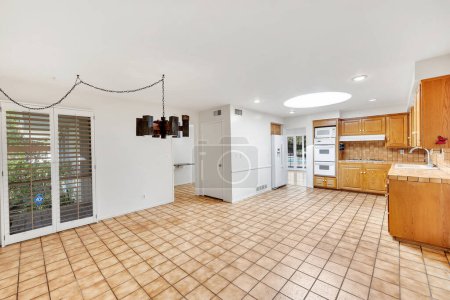 Foto de Diseño interior vacío en la cocina. renderizado 3d - Imagen libre de derechos