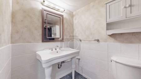 Téléchargez les photos : Intérieur d'une salle de bain moderne. Rendu 3d - en image libre de droit