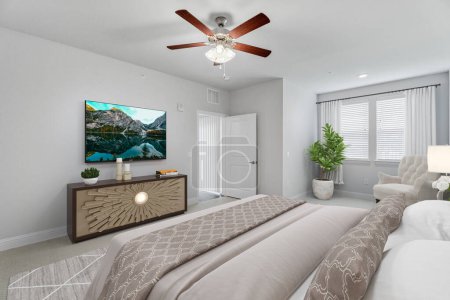 Photo for Modern bedroom design. 3d interior design concept - Royalty Free Image