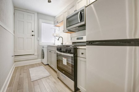Foto de Nuevo diseño de cocina en el hogar moderno. renderizado 3d - Imagen libre de derechos