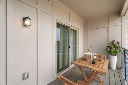 Foto de Casa moderna con hermosa terraza. renderizado 3d - Imagen libre de derechos
