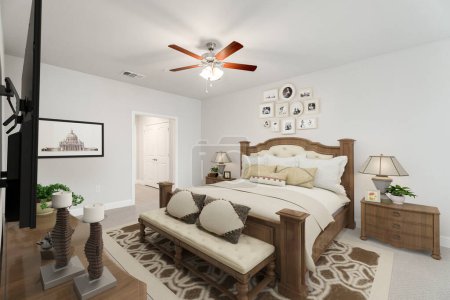 Foto de Diseño moderno dormitorio. concepto de diseño de interiores 3d - Imagen libre de derechos
