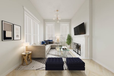 Photo for Modern living room interior design. 3d rendering - Royalty Free Image
