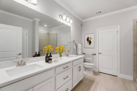 Foto de Diseño interior moderno del cuarto de baño, representación 3d - Imagen libre de derechos
