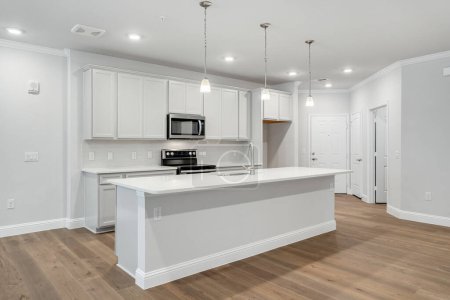 Photo for Modern kitchen interior design. 3d rendering - Royalty Free Image