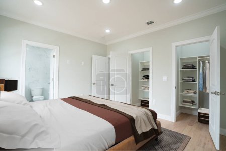 Téléchargez les photos : Design intérieur moderne et lumineux de la chambre. Rendu 3d - en image libre de droit