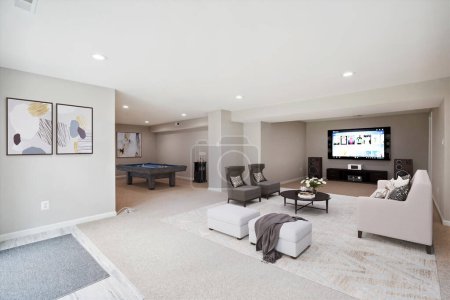 Foto de Moderno diseño interior de la sala de estar con TV. Renderizado 3D - Imagen libre de derechos