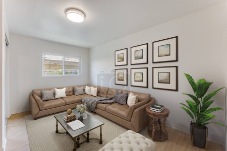 Foto de Diseño interior moderno de la sala de estar. Renderizado 3D - Imagen libre de derechos