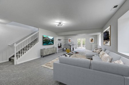 Téléchargez les photos : Design intérieur de la maison moderne avec tapis blanc. - en image libre de droit
