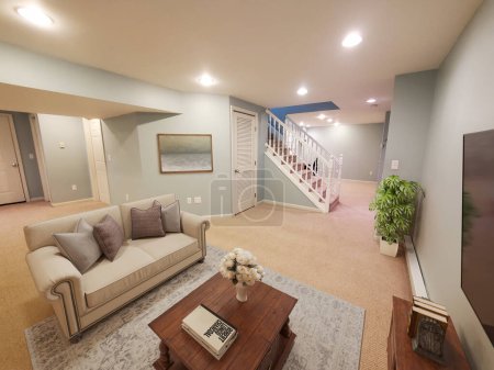 Foto de Moderno diseño interior sala de estar. ilustración 3d - Imagen libre de derechos