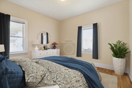 Photo for 3d rendering of cozy bedroom in modern home - Royalty Free Image
