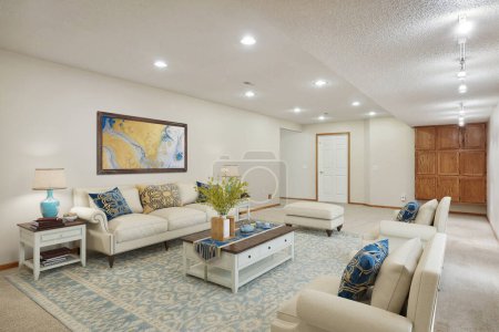 Photo for Modern living room interior design. 3d rendering - Royalty Free Image