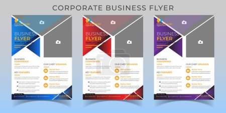 Illustration for Corporate business flyer design layout, modern template in different color, multiple design, best use for business professionals. - Royalty Free Image