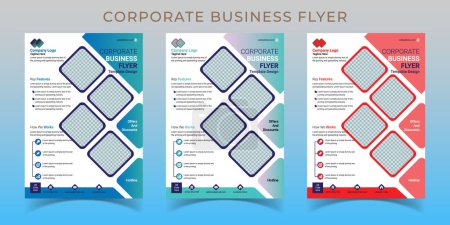 Illustration for Corporate business flyer design layout, modern template in different color, multiple design, best use for business professionals. - Royalty Free Image