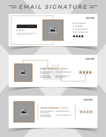Illustration for Email signature template design for any business. Professional corporate email signature vector template layout in minimal style. - Royalty Free Image