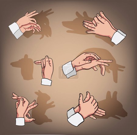 Illustration for Set of hand shadow puppets illustration - Royalty Free Image