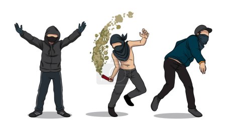 Illustration for Illustration of ultras riots, fanatic football fans riots - Royalty Free Image