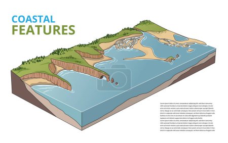 Ilustración de Ilustración del diagrama de características costeras - Imagen libre de derechos