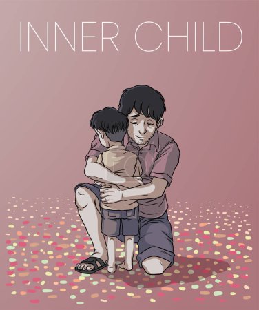illustration of hugging inner child visualization