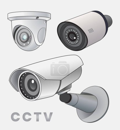 Ilustración de Un conjunto de dispositivos de cctv ilustración - Imagen libre de derechos