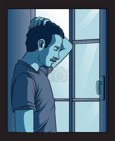 Illustration for Illustration of a man suffering depersonalization - Royalty Free Image