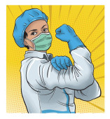 illustration of medical woman in 'we can do it' style Stickers #658266642