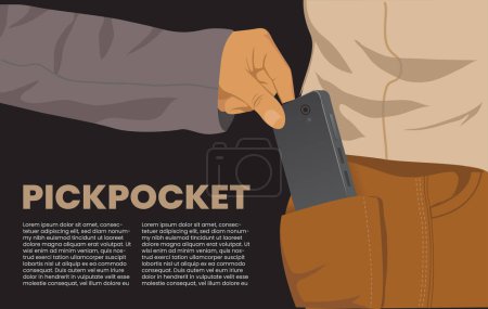 illustration of pickpocketing, stealing phone
