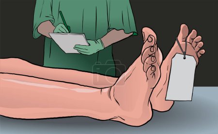 Téléchargez les illustrations : Illustration de cadavres couchés sur la morgue - en licence libre de droit