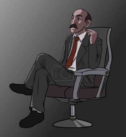 Illustration des Chefs mit gekreuztem Bein
