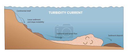 Illustration for Illustration of turbidity current diagram - Royalty Free Image