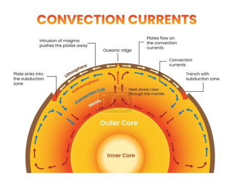Illustration of convection currents diagram