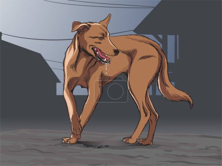 perro callejero ilustración, rabia perro